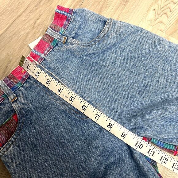 Vintage BonJour High Rise Blue and Red Plaid Patchwork Jeans in Size 6 - Picture 8 of 8